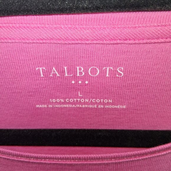 Talbots Round Neck Cotton Short Sleeve Tee Shirt NWT Asst Szs Bright Pink - Picture 2 of 4